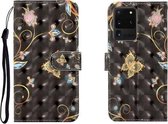 Voor Galaxy S20 Ultra 3D Gekleurde Tekening Horizontale Flip Leren Case met Houder & Kaartsleuf & Portemonnee (Zwarte Vlinder)