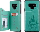 Voor Galaxy Note9 Skull Head Embossing Pattern Schokbestendige beschermhoes met houder & kaartsleuven & portemonnee (groen)