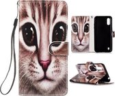 Voor Galaxy A01 Geschilderd Patroon Horizontale Flip Leren Case met Houder & Kaartsleuven & Portemonnee (Coffee Cat)