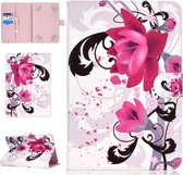 Voor 8 inch Universele Tablet PC Gekleurde Tekening Patroon Horizontale Flip PU Lederen Case met Houder & Kaartsleuf (bloemen)