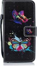 Kleurrijk vlinderpatroon horizontaal flip lederen hoesje voor Xiaomi Redmi 7, met houder en kaartsleuven en portemonnee