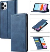 LC.IMEEKE Sterk magnetisme Ultradunne horizontale flip schokbestendige matte TPU + PU lederen tas met houder & kaartsleuven en portemonnee voor iPhone 11 Pro Max (blauw)