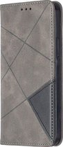 Apple iPhone 12 Pro Hoesje - Mobigear - Rhombus Slim Serie - Kunstlederen Bookcase - Grijs - Hoesje Geschikt Voor Apple iPhone 12 Pro