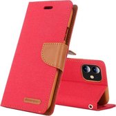 Voor iPhone 12 mini GOOSPERY CANVAS DAGBOEK Cross Texture Horizontale Flip Leren Case met Kaartsleuven & Portemonnee & Houder (Rood)