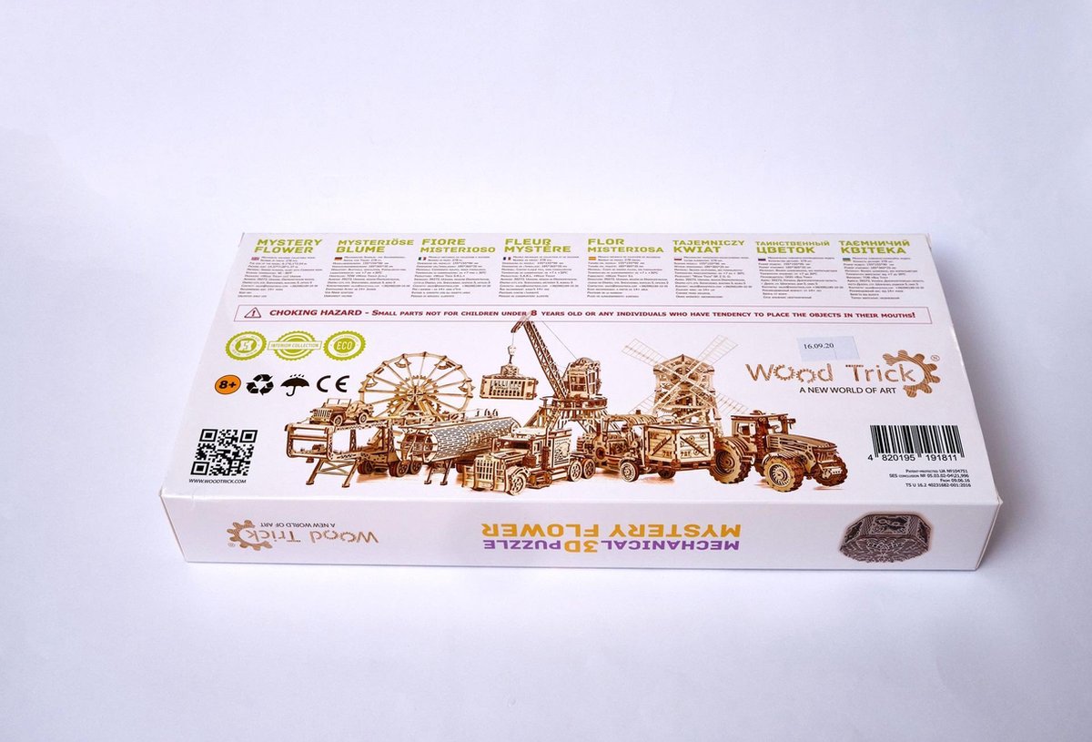 Wood Trick – Modelbouw 3D houten puzzel – Muziekdoos en sieradendoos Mysterieuze bloem - Mystery flower (WDTK045) – 278 stuks - Geen lijm noch verf nodig! — afbeelding 12