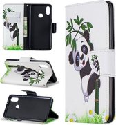 Voor Galaxy A10s Patroon Gekleurde Tekening Horizontale Leren Flip Case met Houder & Kaartsleuven & Portemonnee (Panda)