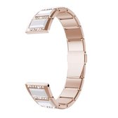 Voor Samsung Galaxy horloge 46 mm roestvrij staal met diamant bezette vervangende horlogebanden (goud + wit)