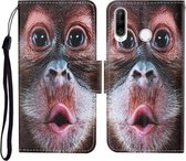 Voor Huawei P30 lite Gekleurde Tekening Patroon Horizontale Flip Leren Case met Houder & Kaartsleuven & Portemonnee & Lanyard (Orang-oetan)