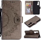 Voor Huawei Honor 20 Pro Totem Bloem Reliëf Horizontale Flip TPU + PU Leather Case met Houder & Kaartsleuven & Portemonnee (Grijs)