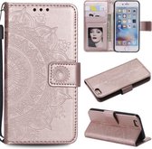 Totem bloem reliëf horizontale flip TPU + PU lederen tas met houder & kaartsleuven & portemonnee voor iPhone 6 Plus (rose goud)