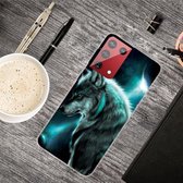 Voor Samsung Galaxy S30 Plus schokbestendig geverfd transparant TPU beschermhoes (Moonlight Wolf)