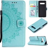 Voor V60 ThinQ 5G Totem Bloem Reliëf Horizontale Flip TPU + PU lederen tas met houder & kaartsleuven & portemonnee (groen)