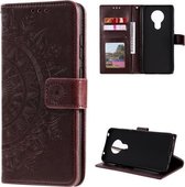 Voor Nokia 3.4 Totem Bloem Reliëf Horizontale Flip TPU + PU lederen tas met houder & kaartsleuven & portemonnee (bruin)