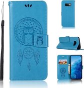 Windgong Uil Embossing Patroon Horizontale Flip lederen tas met houder & kaartsleuven & portemonnee voor Galaxy S10e (blauw)
