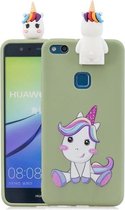 Voor Huawei P10 Lite Cartoon schokbestendige TPU beschermhoes met houder (eenhoorn)