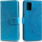 Voor Samsung Galaxy M51 Totem Bloem Reliëf Horizontale Flip TPU + PU Leren Case met Houder & Kaartsleuven & Portemonnee (Blauw)