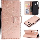 Voor Samsung Galaxy A30 Totem Bloem Reliëf Horizontale Flip TPU + PU Leren Case met Houder & Kaartsleuven & Portemonnee (Rose Goud)