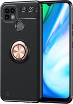 Voor OPPO Realme C21 metalen ringhouder 360 graden roterende TPU-hoes (zwart + roségoud)