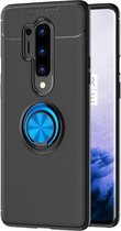 Voor OnePlus 8 Pro Lenuo schokbestendige TPU-beschermhoes met onzichtbare houder (zwart + blauw)