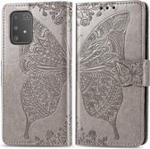 Voor Galaxy S10 Lite / A91 / M80s Butterfly Love Flowers Embossing Horizontale Flip lederen tas met houder & kaartsleuven & portemonnee & lanyard (grijs)