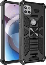 Voor Motorola Moto One 5G Ace schokbestendig TPU + pc magnetische beschermhoes met houder (zwart)