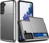 Samsung Galaxy S21 Plus Hoesje - Mobigear - Card Serie - Hard Kunststof Backcover - Grijs - Hoesje Geschikt Voor Samsung Galaxy S21 Plus