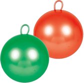 2x stuks skippyballen voor kinderen rood/groen 70 cm - Zomer buiten speelgoed