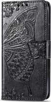 Samsung Galaxy A21 Hoesje - Mobigear - Butterfly Serie - Kunstlederen Bookcase - Zwart - Hoesje Geschikt Voor Samsung Galaxy A21