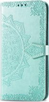 Mobigear Mandala Bookcase Hoesje - Geschikt voor Xiaomi Redmi Note 9 Pro - Turquoise