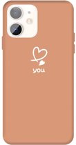 Voor iPhone 11 Love-heart Letter Pattern Colorful Frosted TPU telefoon beschermhoes (Coral Orange)