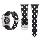 Simple Fashion Dot Pattern Lederen Polshorloge Band voor Apple Watch Series 3 & 2 & 1 38mm (Zwart + Wit)