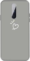 Voor OnePlus 8 Three Dots Love-heart Pattern Frosted TPU beschermhoes (grijs)