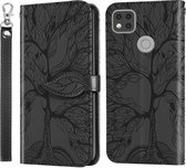 Voor Geschikt voor Xiaomi Redmi 9C Life of Tree Embossing Pattern Horizontale Flip Leather Case met houder & kaartsleuf & portemonnee & fotolijst & Lanyard (zwart)