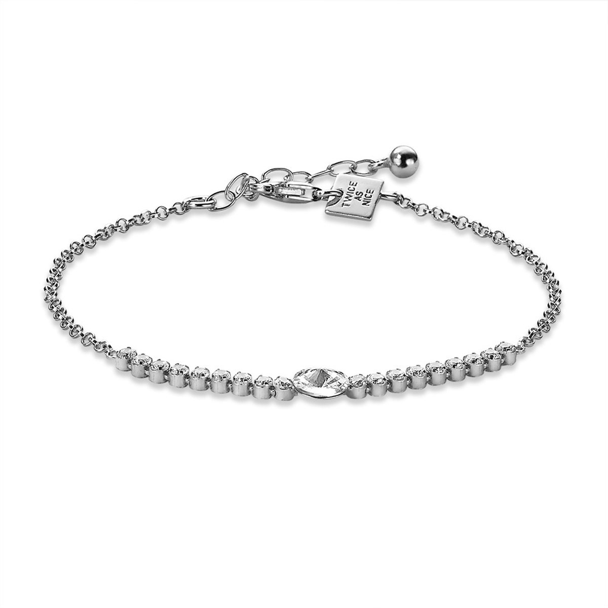 Twice As Nice Armband in zilver, kristal, zirkonia steentjes 17cm+3cm