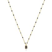 Twice As Nice Halsketting in goudkleurig edelstaal, zwart kristal, email bolletjesketting  39 cm+5 cm