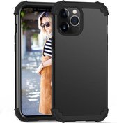PC + siliconen driedelige anti-drop mobiele telefoon beschermende achterkant voor iPhone 12/12 Pro (zwart)