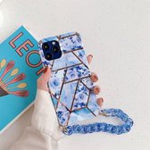 Splicing Flower Pattern TPU beschermhoes met kettingriem voor iPhone 11 (blauw)