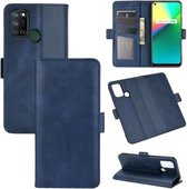Voor OPPO Realme 7i / Realme C17 Dubbelzijdige magnetische gesp Horizontale flip lederen tas met houder & kaartsleuven & portemonnee (donkerblauw)