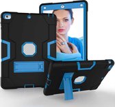 Voor iPad 4/3/2 siliconen + pc-beschermhoes met standaard (zwart + blauw)