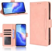 Voor OPPO Reno5 Pro 5G Skin Feel Calf Pattern Horizontale Flip lederen tas met houder & kaartsleuven & fotolijst (roze)