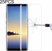 25 STKS Voor Galaxy Note 8 0.3mm 9H Oppervlaktehardheid 3D Gebogen Zeefdruk Volledig scherm Gehard Glas Screenprotector (Transparant)