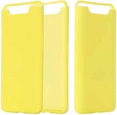Effen kleur vloeibare siliconen valbestendige volledige dekking beschermhoes voor Galaxy A80 / A90 (geel)