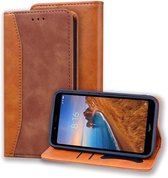 Voor Xiaomi Redmi 7A Zakelijke stiksels Horizontale flip lederen tas met dubbele vouw & beugel & kaartsleuven & fotolijst & portemonnee (bruin)