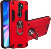 Voor Geschikt voor Xiaomi Redmi Note 8 Pro 2 in 1 Armor Series PC + TPU beschermhoes met ringhouder (rood)