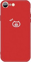 Voor iPhone SE 2020/8/7 Small Pig Pattern Colorful Frosted TPU telefoon beschermhoes (rood)