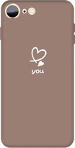 Voor iPhone SE 2020/8/7 Love-heart Letter Pattern Colorful Frosted TPU telefoon beschermhoes (kaki)