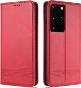 Voor Samsung Galaxy S21 5G AZNS Magnetische Kalf Textuur Horizontale Flip Leren Case met Kaartsleuven & Houder & Portemonnee (Rood)