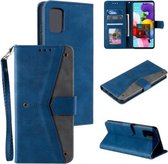 Voor Samsung Galaxy A52 5G / 4G Stiksels Kalfsstructuur Horizontale Flip Leren Case met Houder & Kaartsleuven & Portemonnee (Donkerblauw)