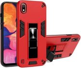 Voor Samsung Galaxy A10 2 in 1 pc + TPU schokbestendige beschermhoes met onzichtbare houder (rood)