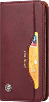 Kneedhuidtextuur Horizontale lederen flip-hoes voor Huawei Nova 3e / P20 Lite, met fotolijst en houder & kaartsleuven en portemonnee (wijnrood)